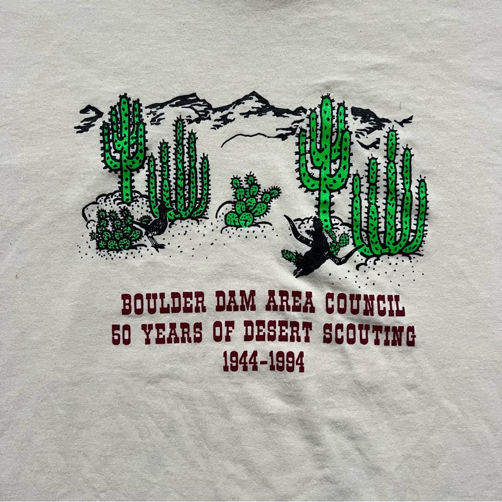 Vintage 90s Hanes Single Stitch T-Shirt - Boulder Colorado Scouting Cactus XL - Picture 5 of 7